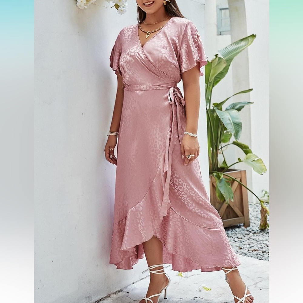 Simplee Apparel Dusty Rose Wrap Maxi Dress